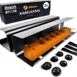 Juego de 2 Bandejas Organizador Cables Negro – 43 cm – Duraderas – Acero al Carbono – Mantener los Cables Ordenados – Diseño Minimalista para Oficina